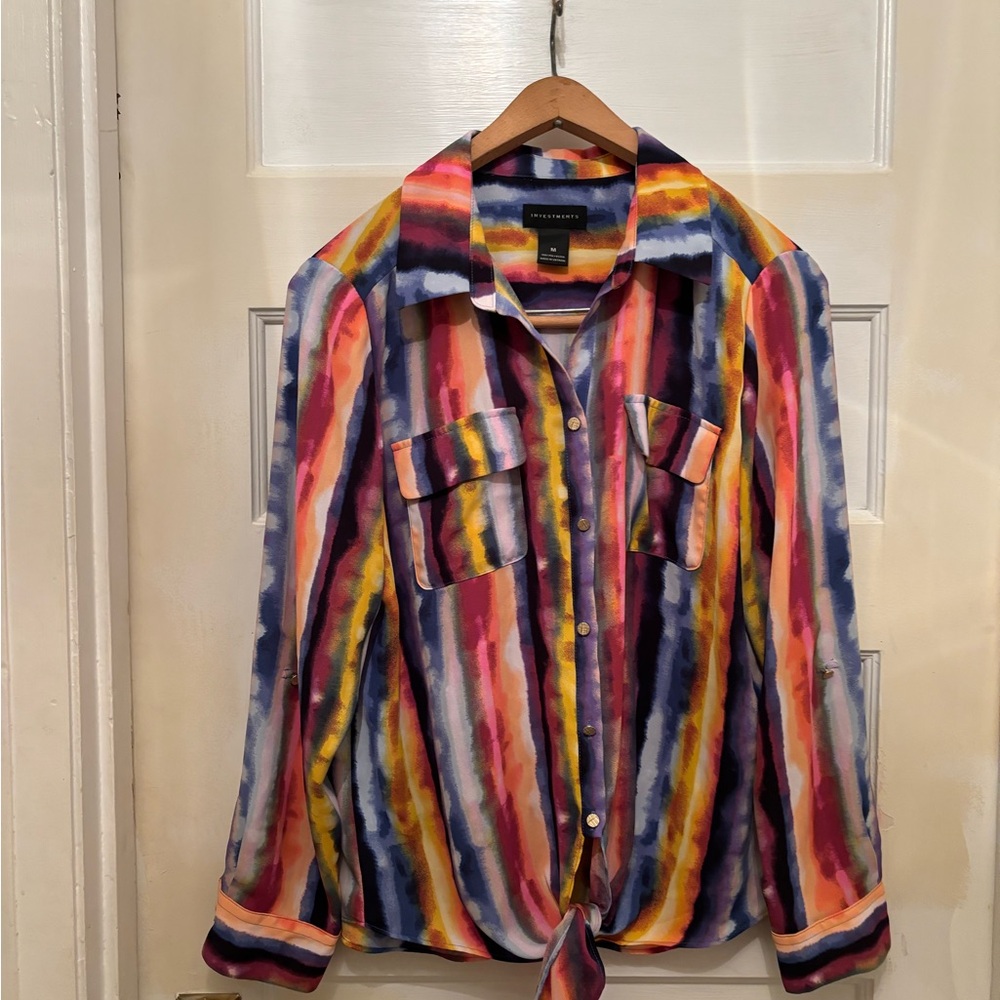 Rainbow color Investments by Dillard’s women medium shirt/blouse.